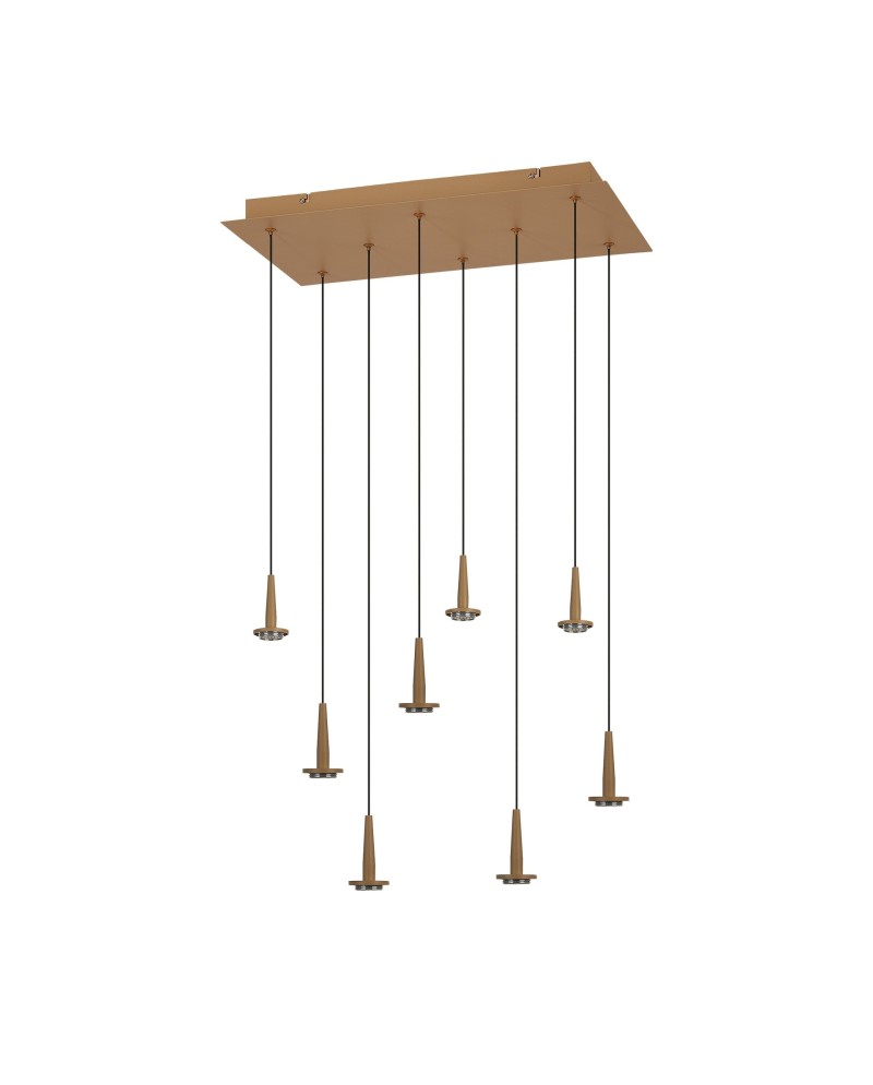 ANDRÓMEDA * Colgante Cuadrado 8xLED 5W 3000K W/T Cristal